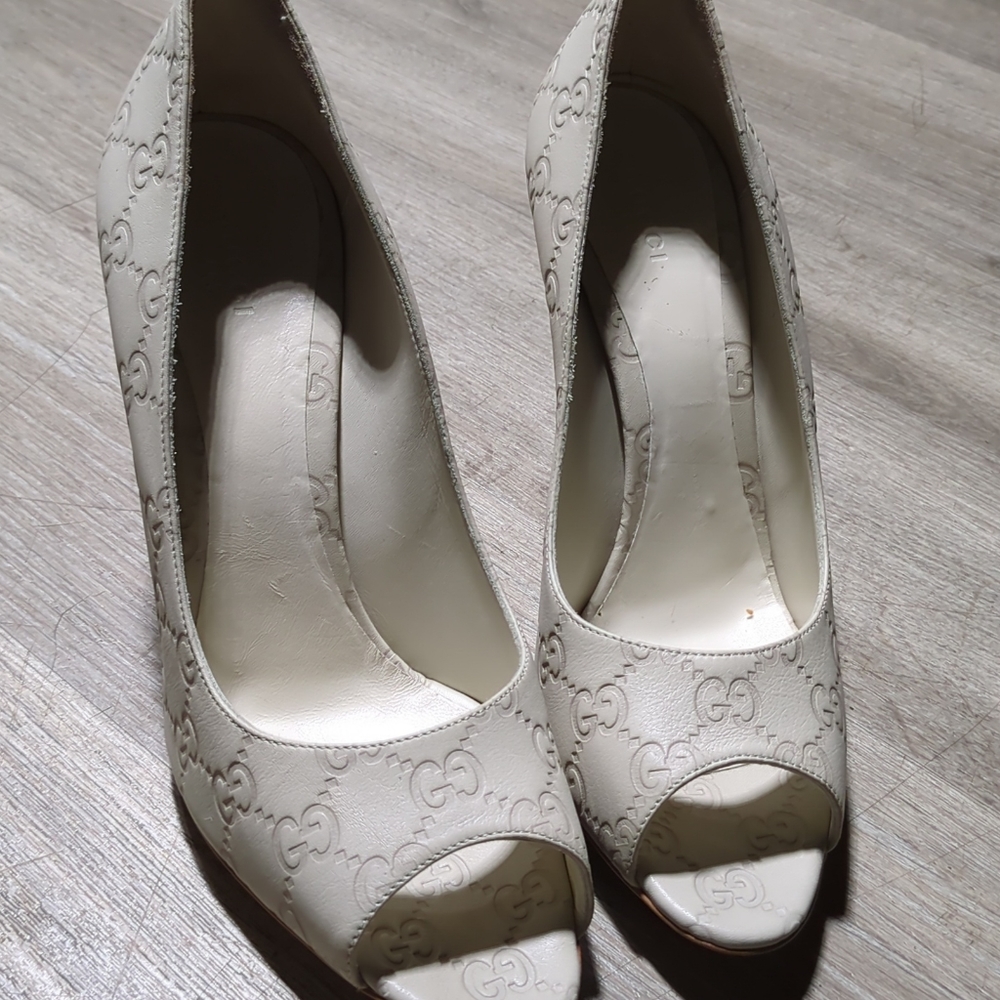 Gucci leather Guccissima embossed leather shoes off white size 41